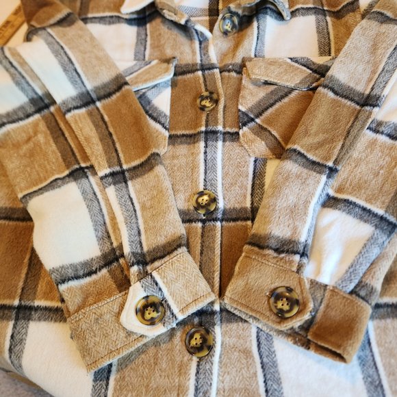 Jason Maxwell, Women Shacket Plaid Flannel, Button Down Blouse, Size L, Polyeste - Picture 6 of 11